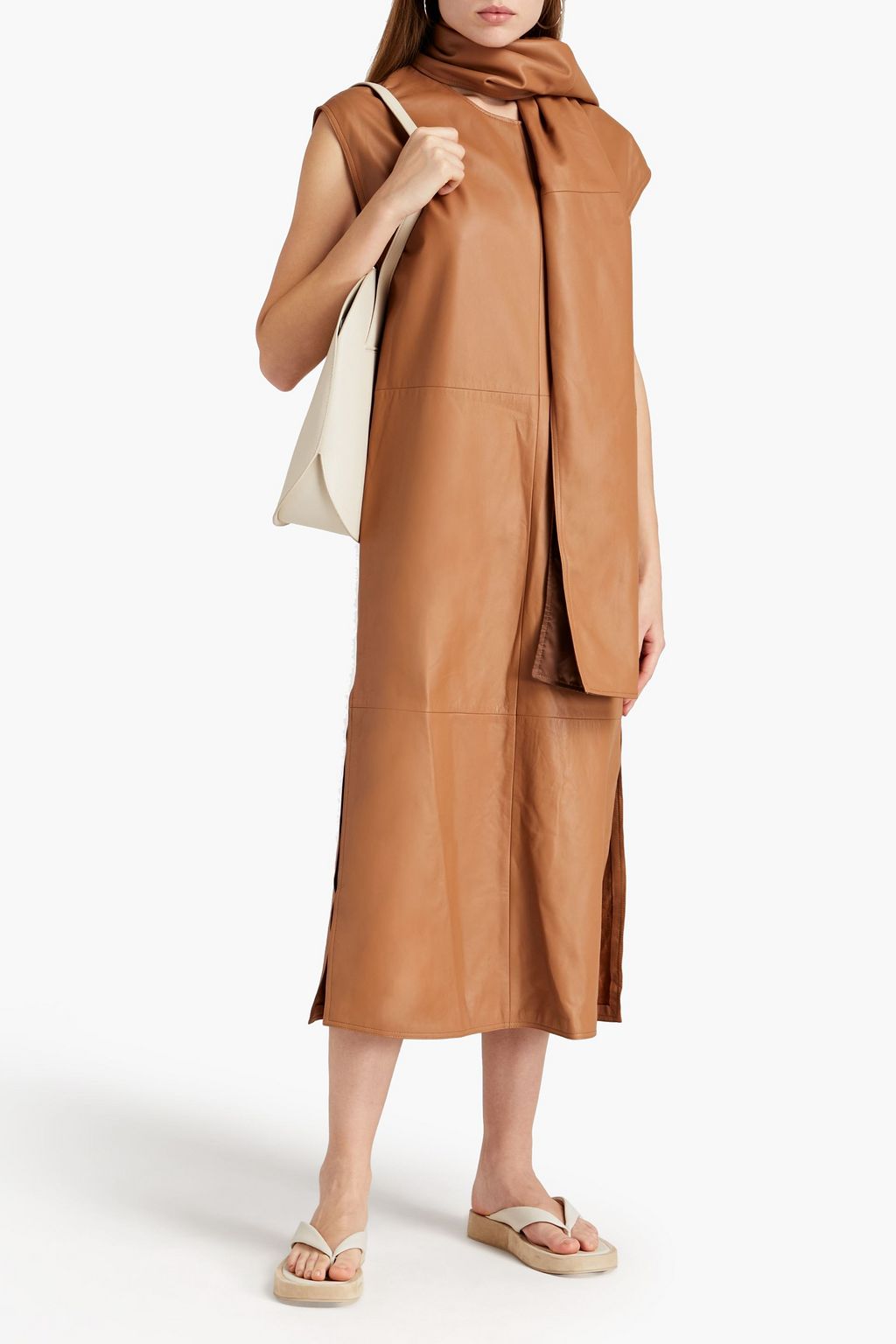 LOULOU STUDIO Lebuan draped leather midi dress