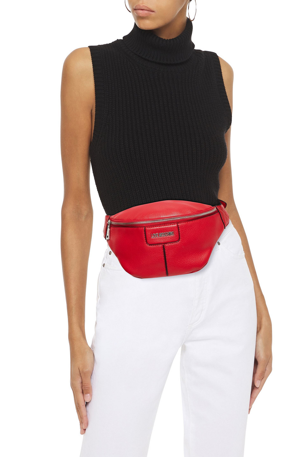 LOVE MOSCHINO Faux textured-leather belt bag