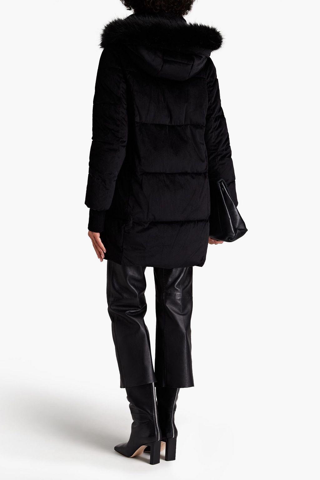 UNREAL FUR Faux fur-trimmed quilted velvet hooded coat