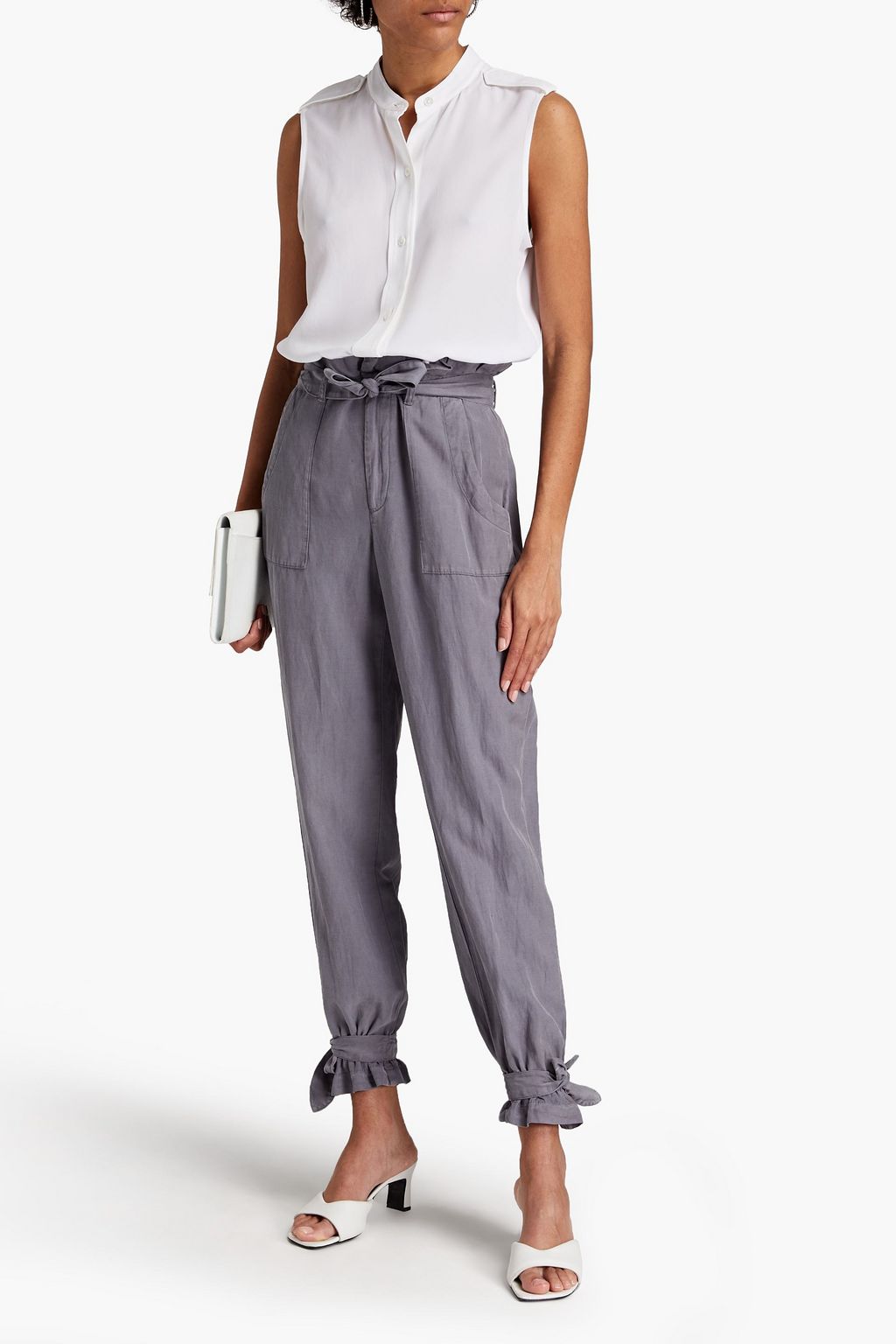 ALICE + OLIVIA Lyocell, linen and cotton-blend tapered pants