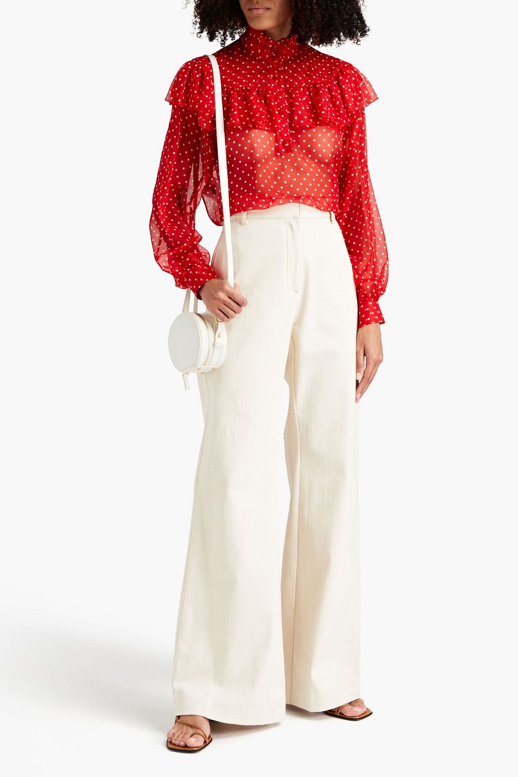 PHILOSOPHY DI LORENZO SERAFINI Margo ruffled polka-dot chiffon blouse