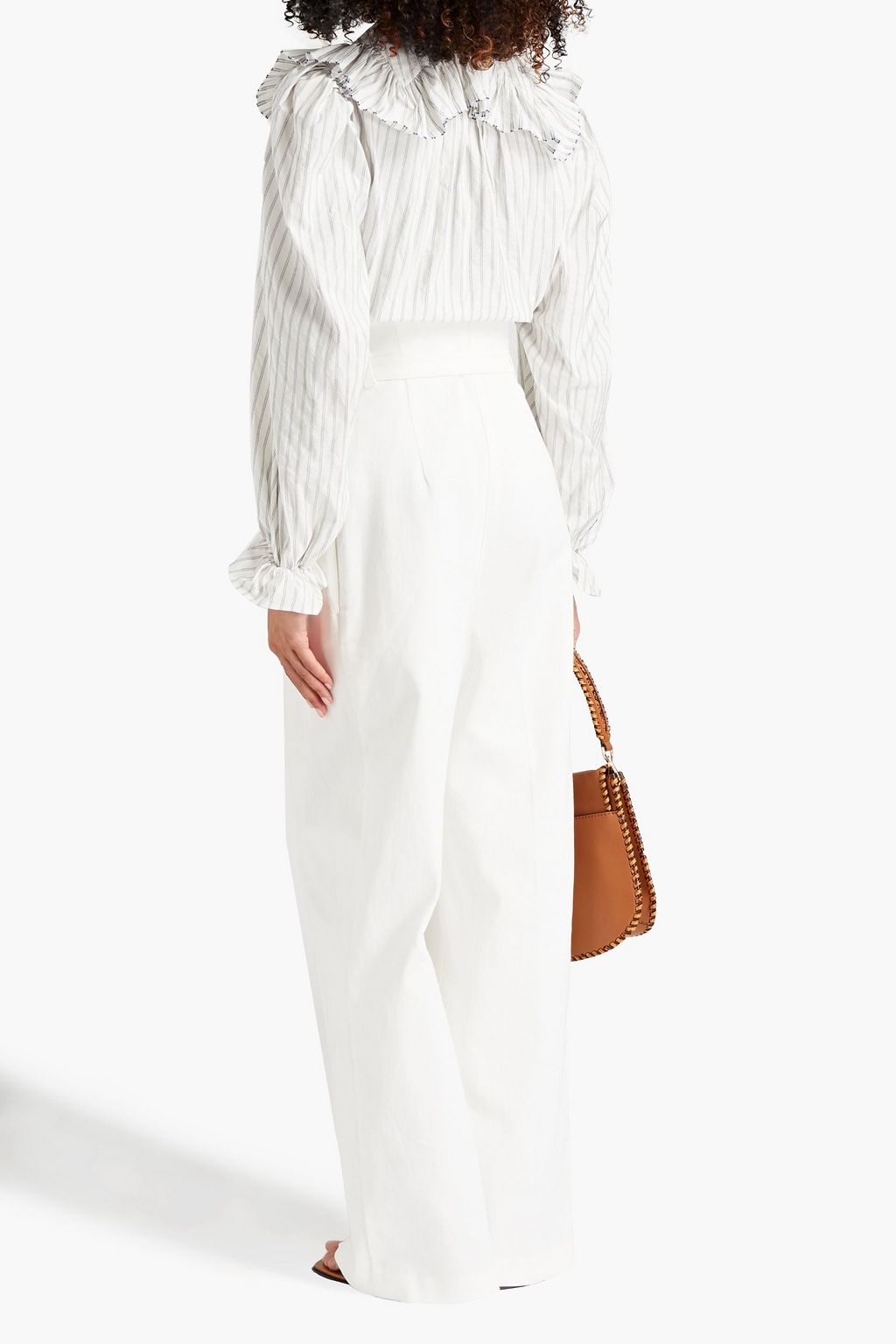 PHILOSOPHY DI LORENZO SERAFINI Belted pleated cotton-blend twill wide-leg pants