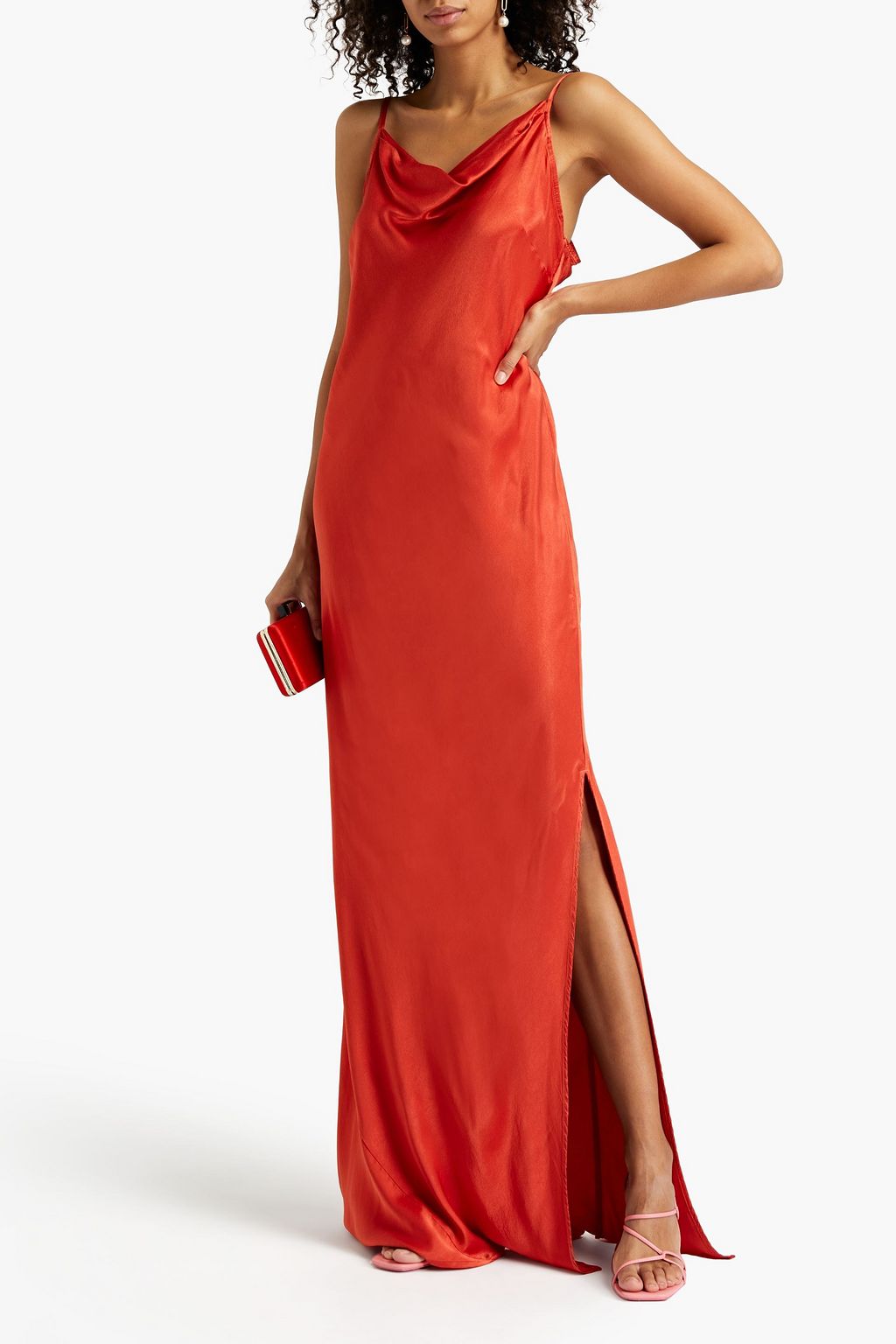 GHOST LONDON Stella draped satin-crepe maxi slip dress