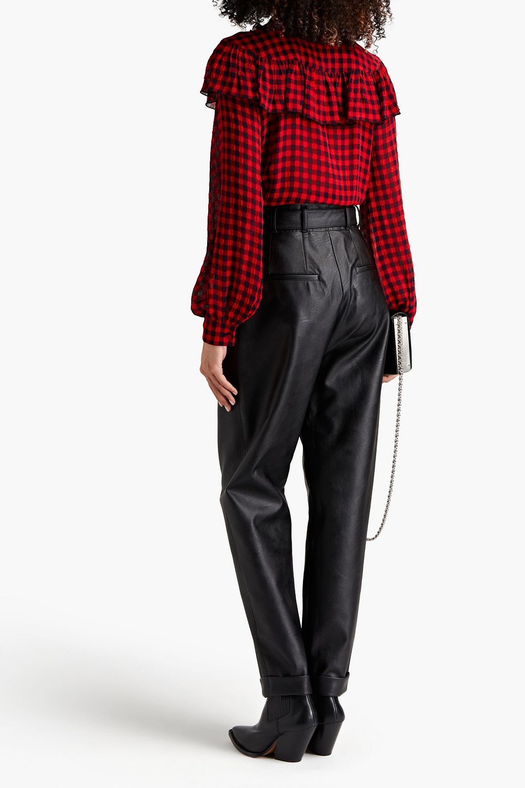 PHILOSOPHY DI LORENZO SERAFINI Ruffled gingham jacquard blouse