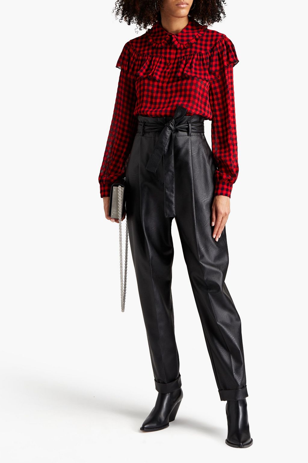 PHILOSOPHY DI LORENZO SERAFINI Ruffled gingham jacquard blouse
