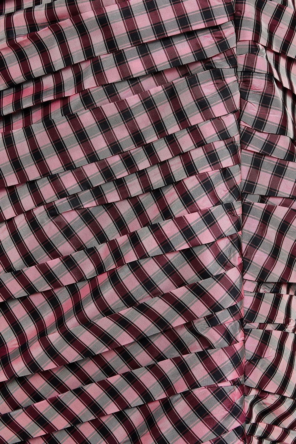 PHILOSOPHY DI LORENZO SERAFINI Off-the-shoulder ruched gingham faille mini dress