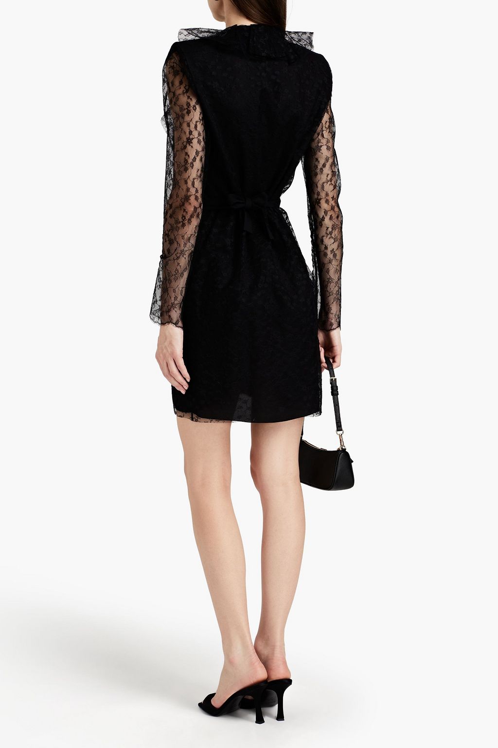 PHILOSOPHY DI LORENZO SERAFINI Belted ruffled leavers lace dress