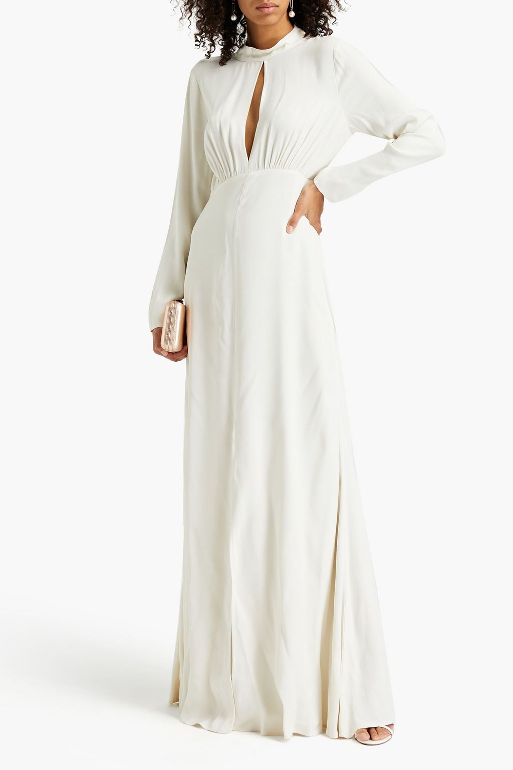 GHOST LONDON Aubrey cutout gathered crepe maxi dress
