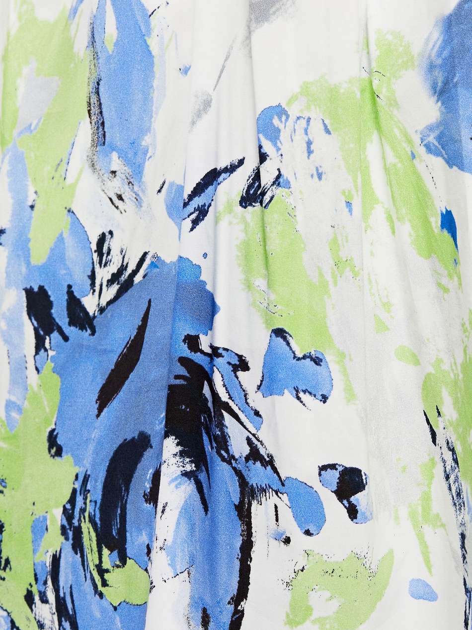 pleated printed cotton-poplin midi dress