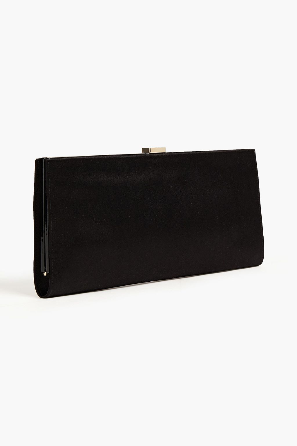 ROGER VIVIER Metallic leather-trimmed embellished satin clutch