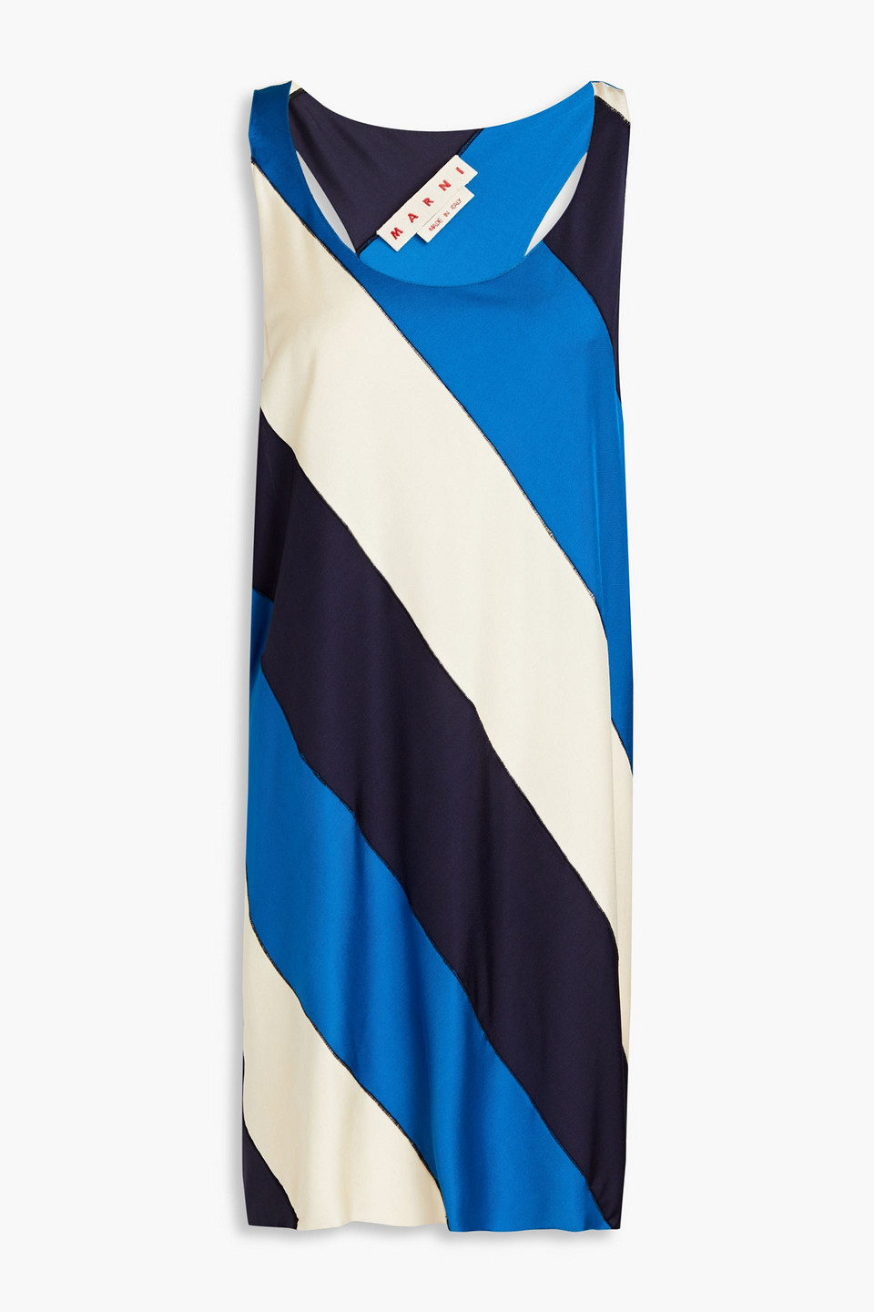 Marni Striped Satin-jersey Top In Blue
