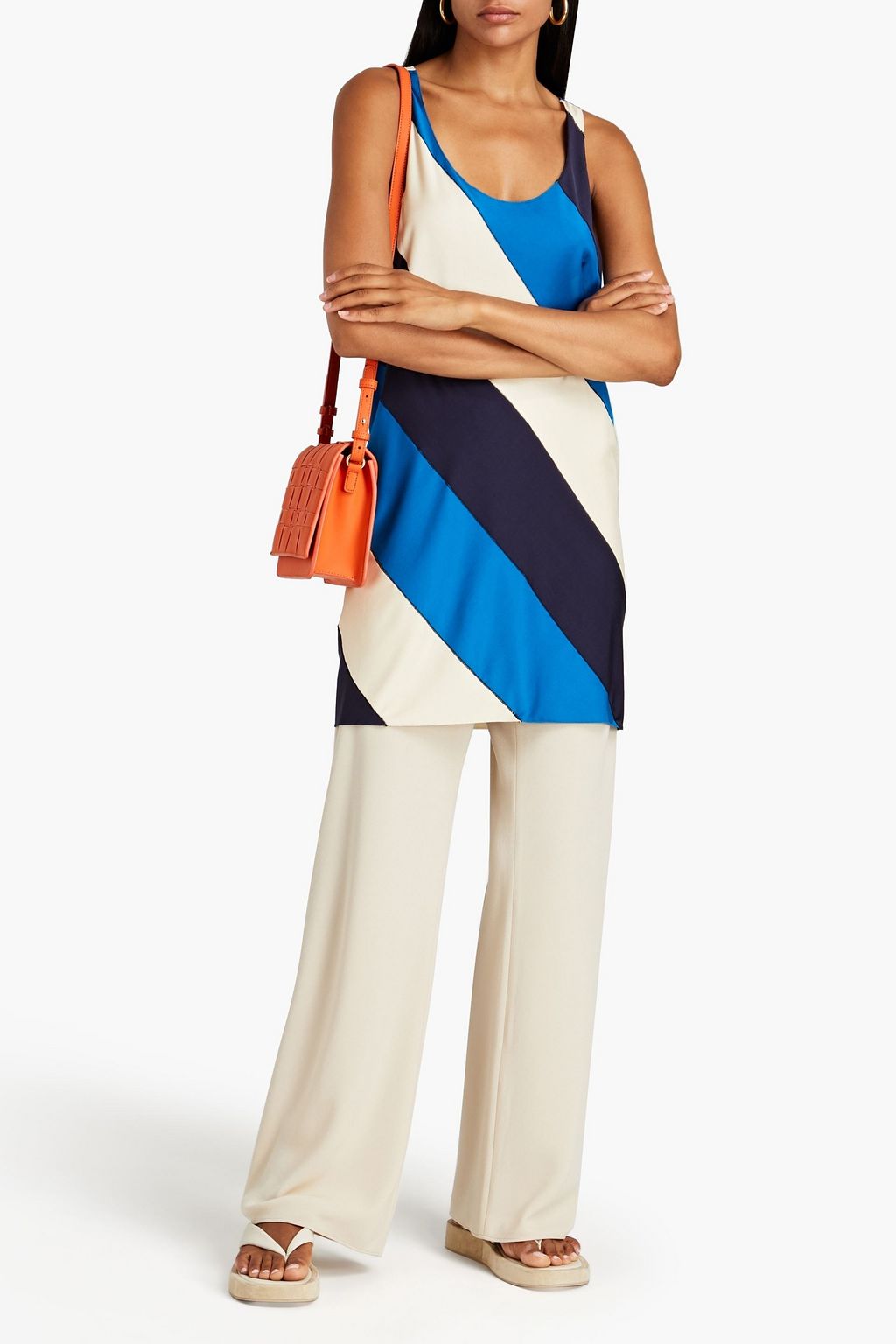 MARNI Striped satin-jersey top