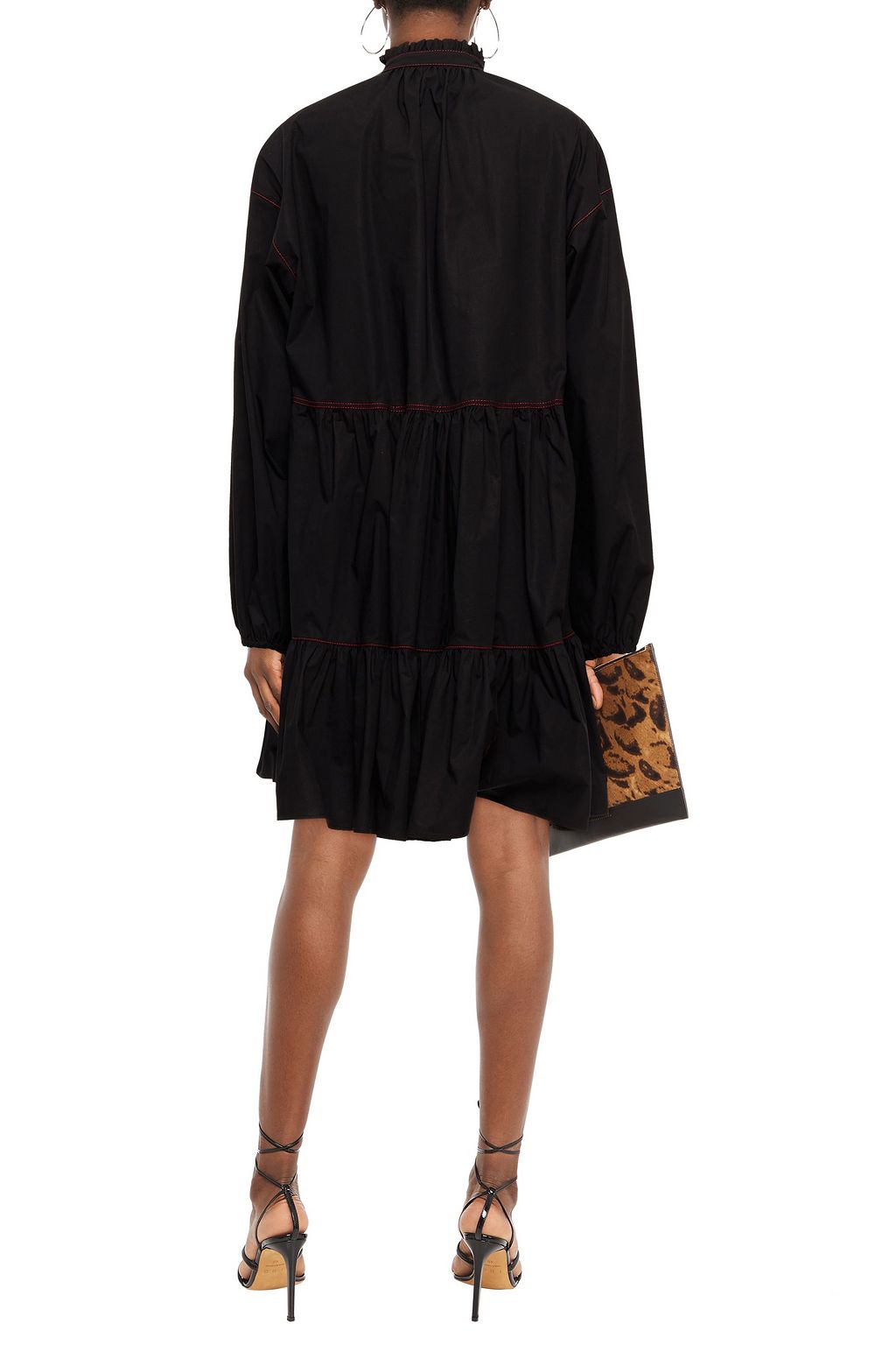 PHILOSOPHY DI LORENZO SERAFINI Ruffled studded stretch-cotton poplin dress