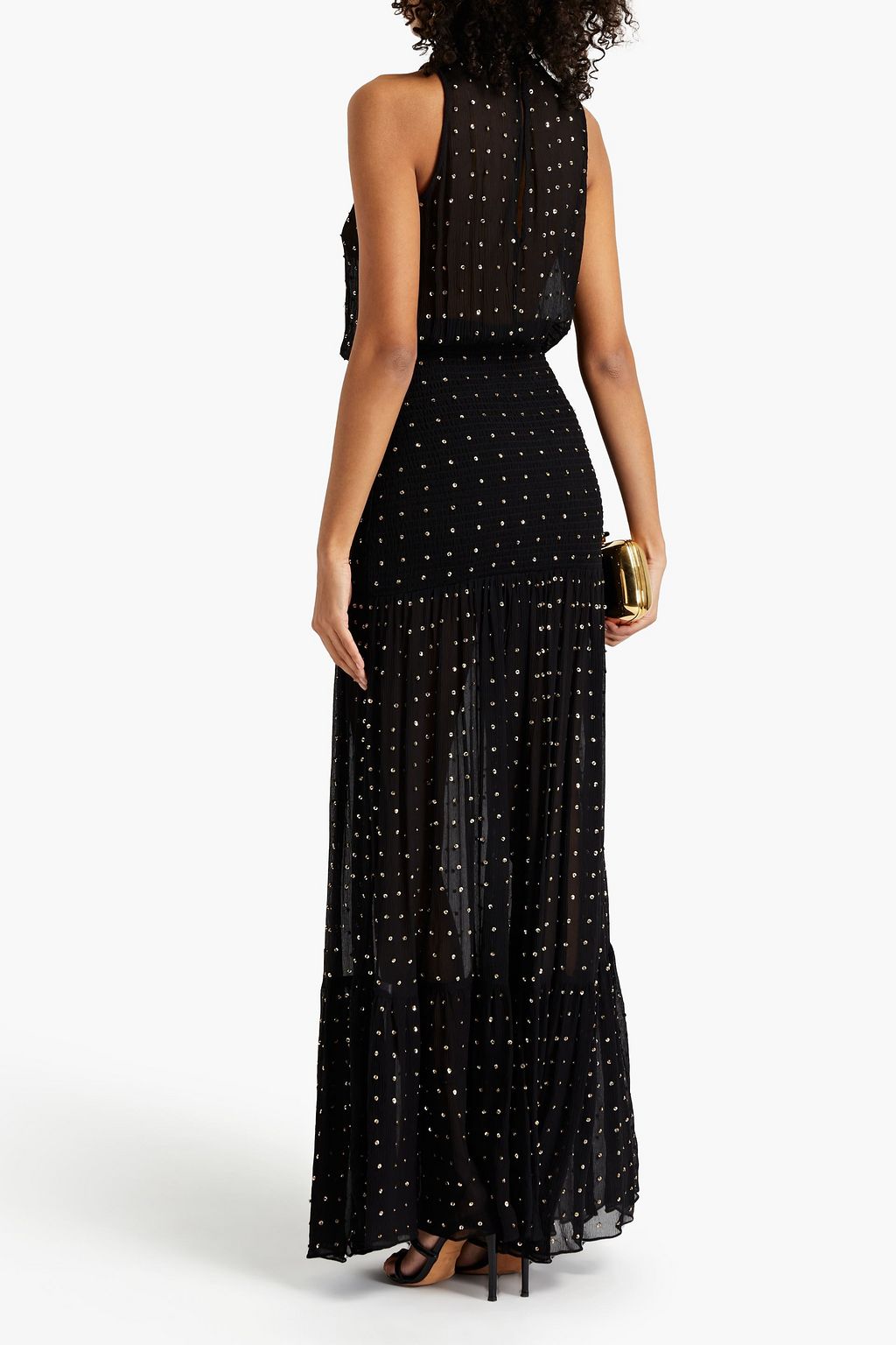 RETROFÊTE Abby embellished silk-crepon maxi dress