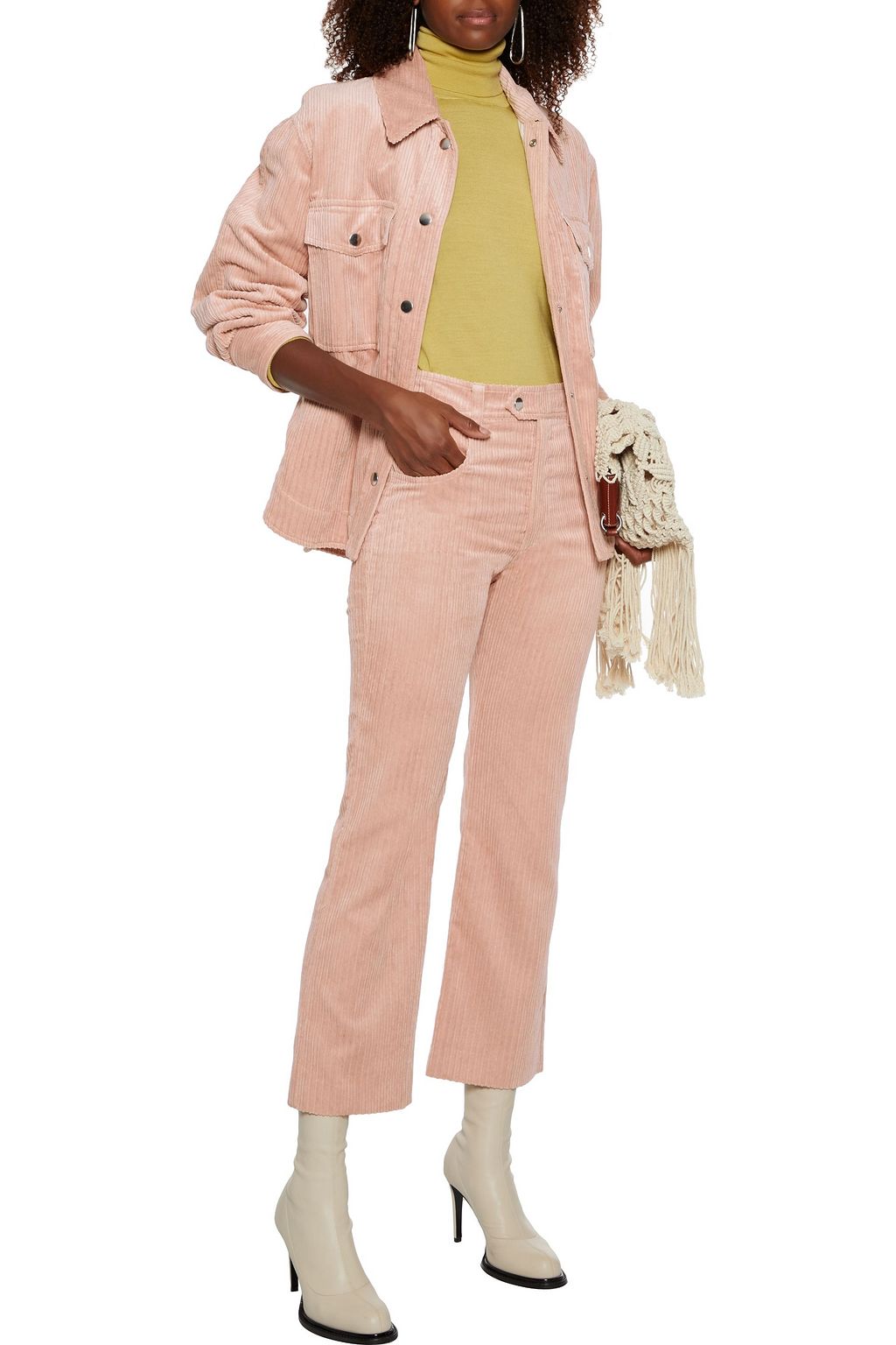 Pastel pink Corduroy kick-flare pants 