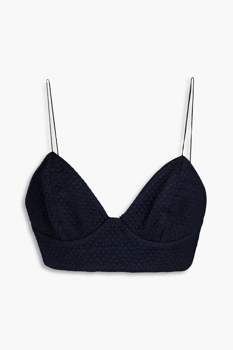 Adam Lippes Matelassé Wool-blend Bralette In Midnight Blue