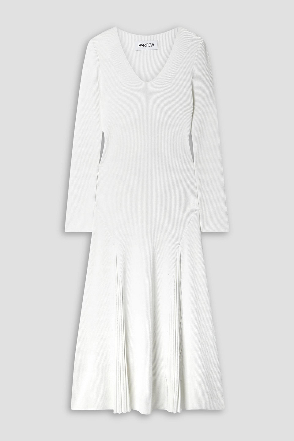 Partow Maddox Ribbed-knit Midi Dress In Off-white