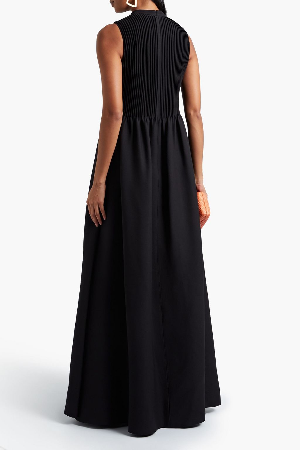 VALENTINO GARAVANI Pintucked wool and silk-blend gown