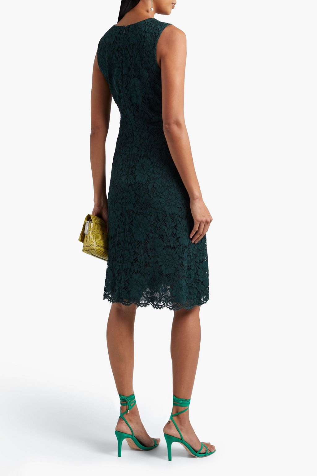 VALENTINO GARAVANI Scalloped cotton-blend corded lace dress