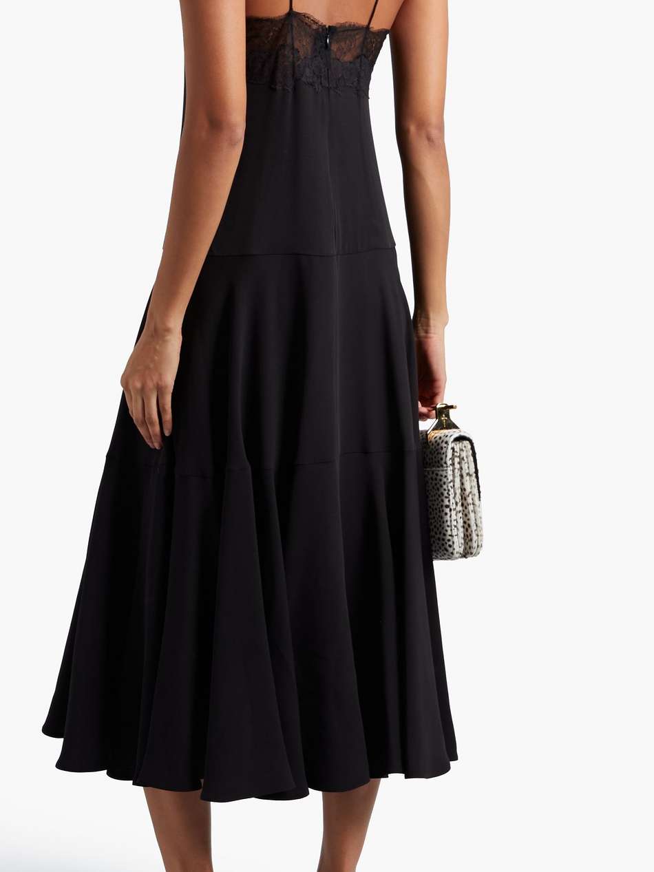 lace-trimmed silk-crepe midi slip dress