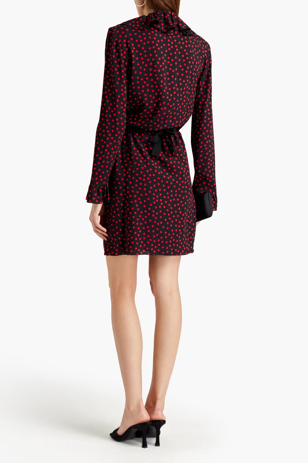 PHILOSOPHY DI LORENZO SERAFINI Wrap-effect ruffled polka-dot crepe mini dress