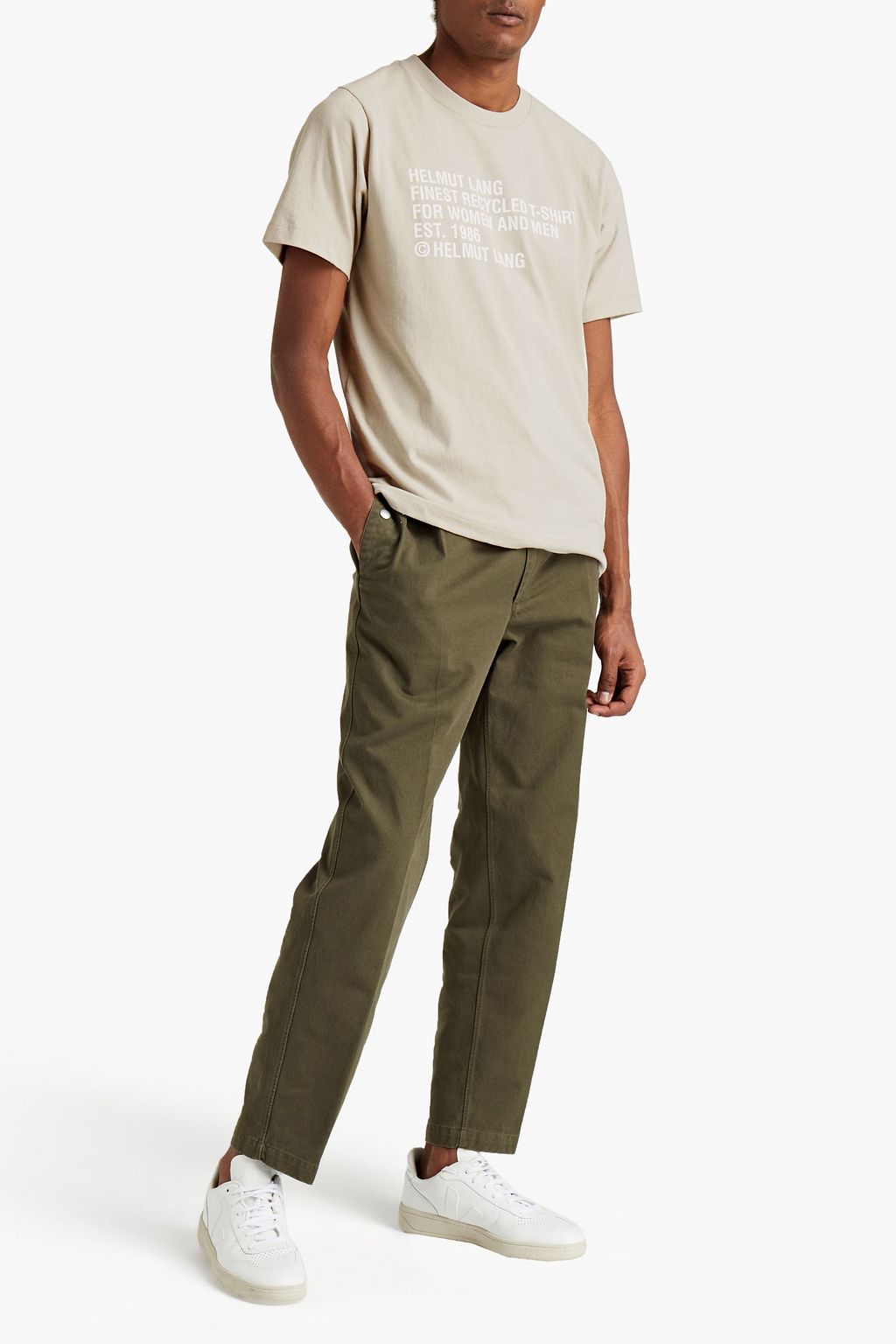 HELMUT LANG Brushed printed cotton-blend jersey T-shirt