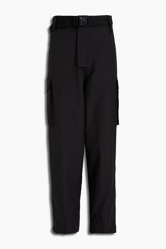 Belted shell straight-leg pants