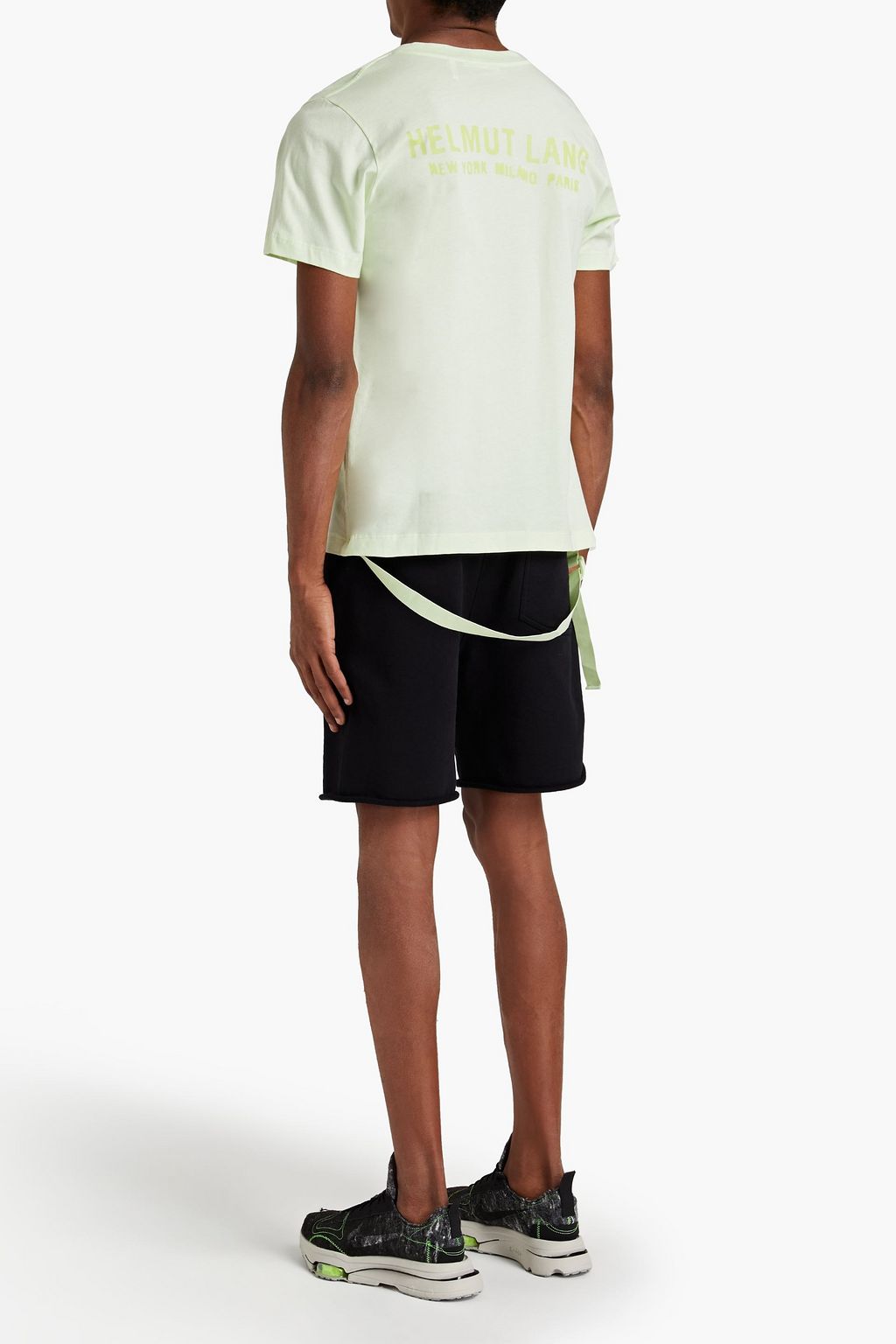 HELMUT LANG Belted printed cotton-jersey T-shirt