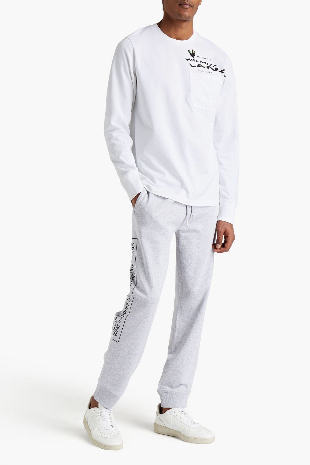 HELMUT LANG Printed French cotton-terry sweatpants