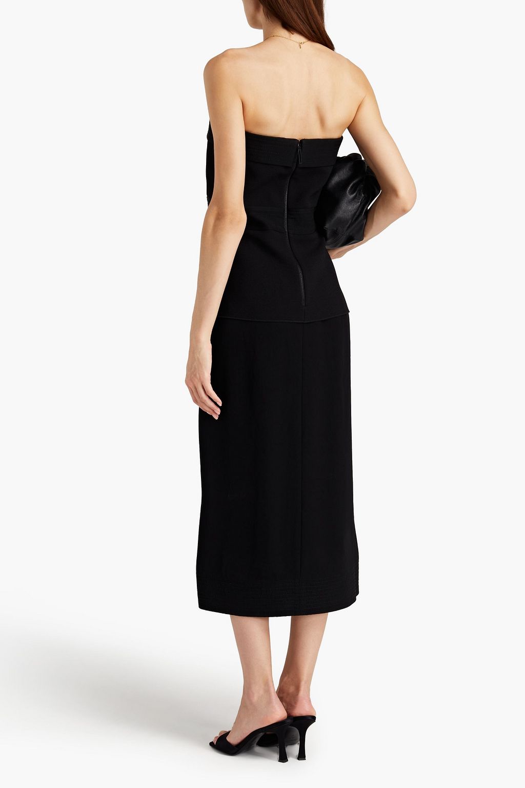 DION LEE Strapless twill-paneled stretch-crepe midi dress