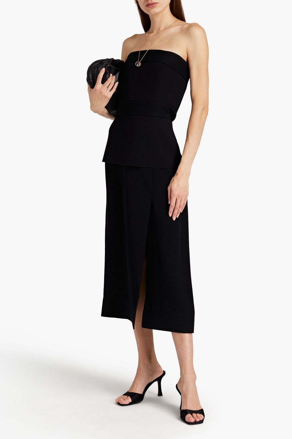 DION LEE Strapless twill-paneled stretch-crepe midi dress