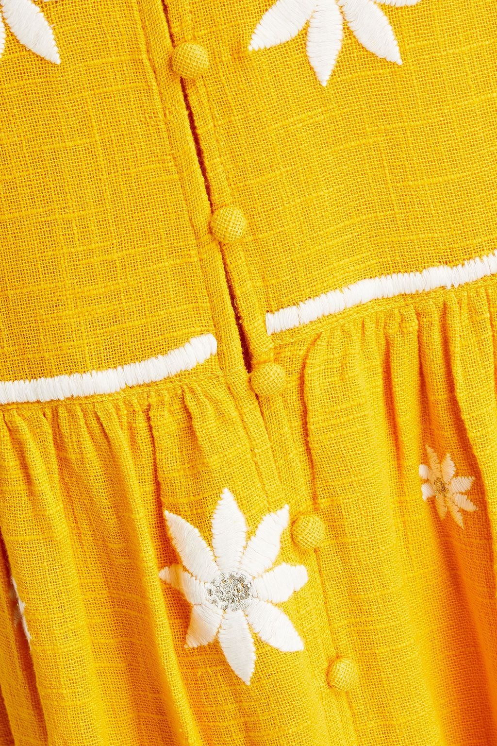 SUNDRESS فستان متوسط الطول بتصميم ملموم ومطرز وبلون ميتاليك