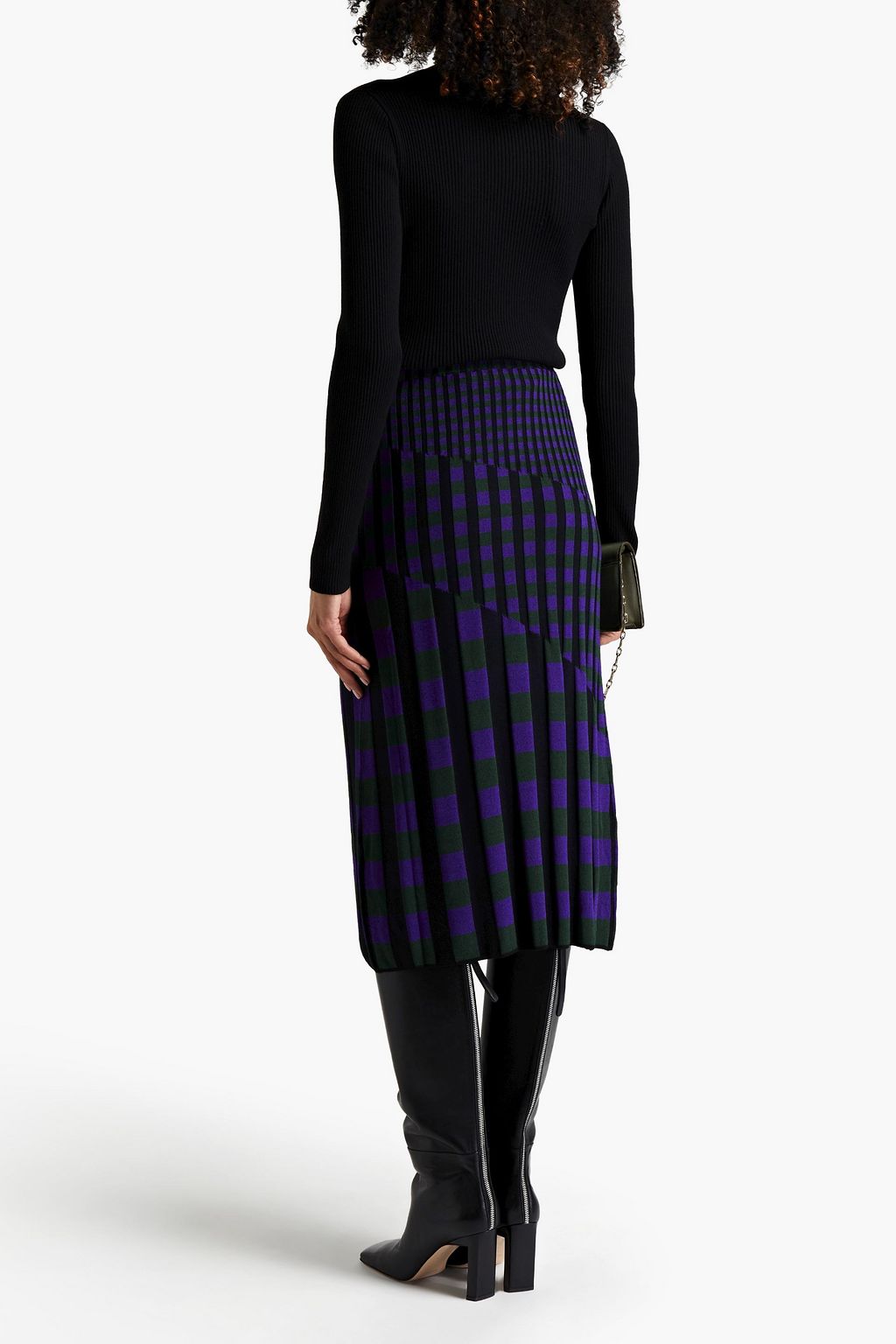 DIANE VON FURSTENBERG Rosa checked ribbed-knit midi skirt