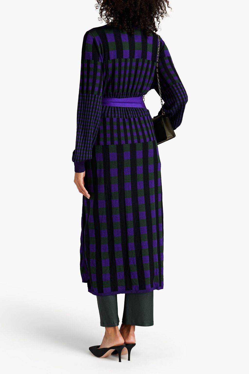 DIANE VON FURSTENBERG Tracy checked ribbed-knit midi wrap dress
