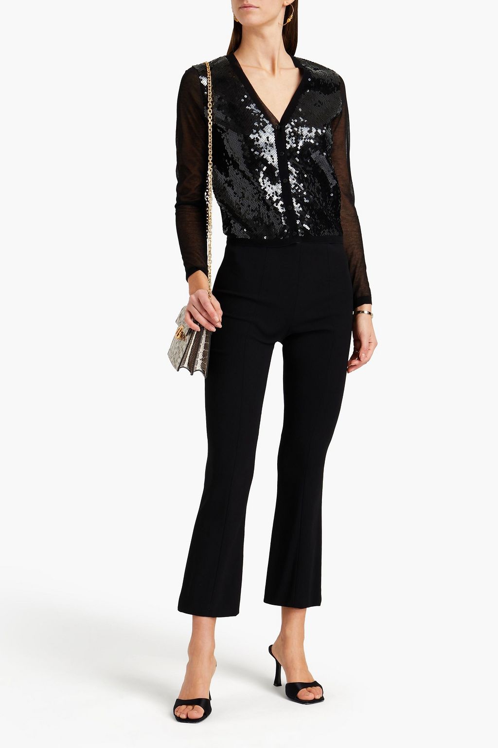 TORY BURCH Sequined cotton-blend cardigan