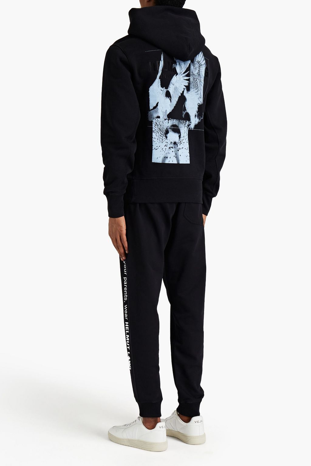 HELMUT LANG Printed French cotton-terry hoodie