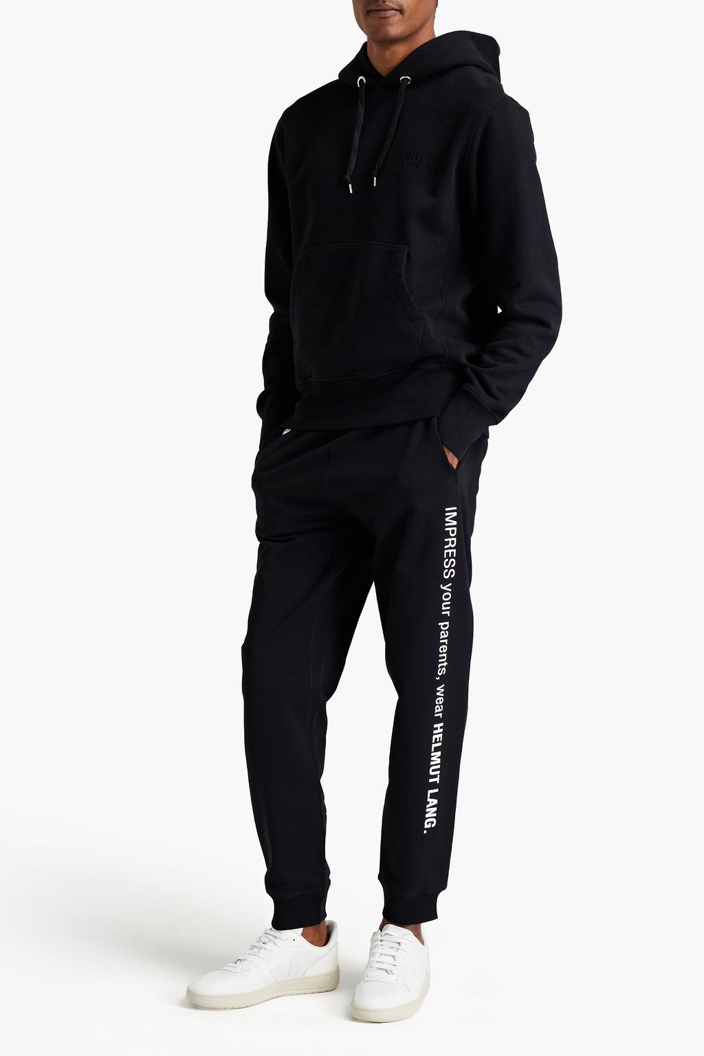HELMUT LANG Printed French cotton-terry hoodie