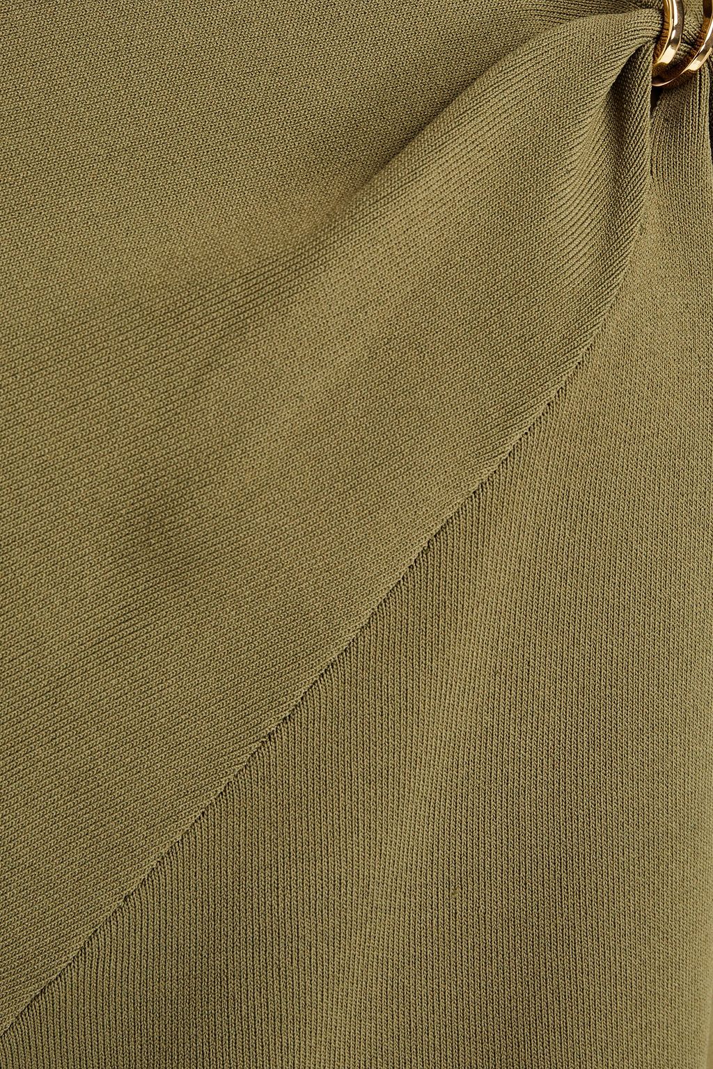 DION LEE One-sleeve embellished stretch-knit top