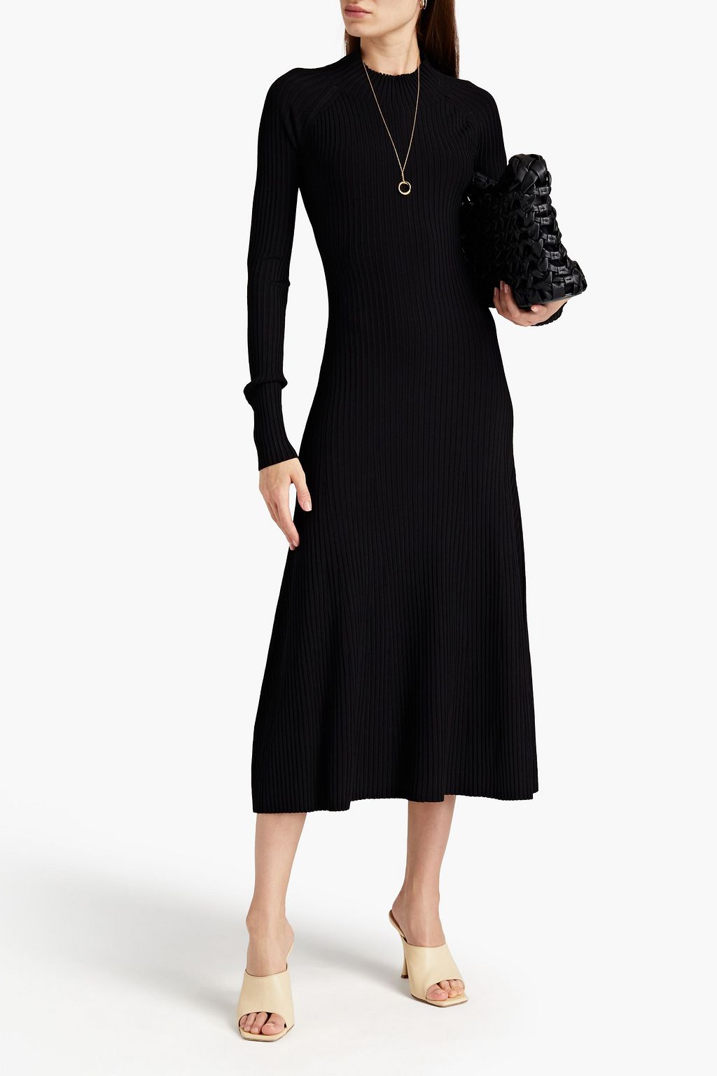 DION LEE Twist-back cutout ribbed-knit midi dress