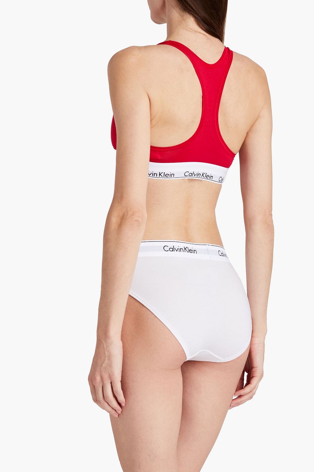 CALVIN KLEIN Mélange cotton-blend jersey mid-rise briefs