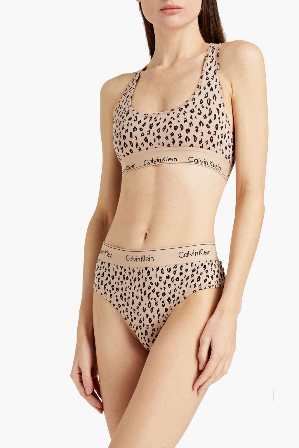 CALVIN KLEIN Leopard-print cotton-blend jersey mid-rise briefs