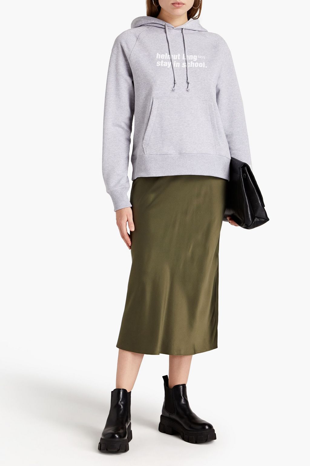 HELMUT LANG Printed French cotton-terry hoodie
