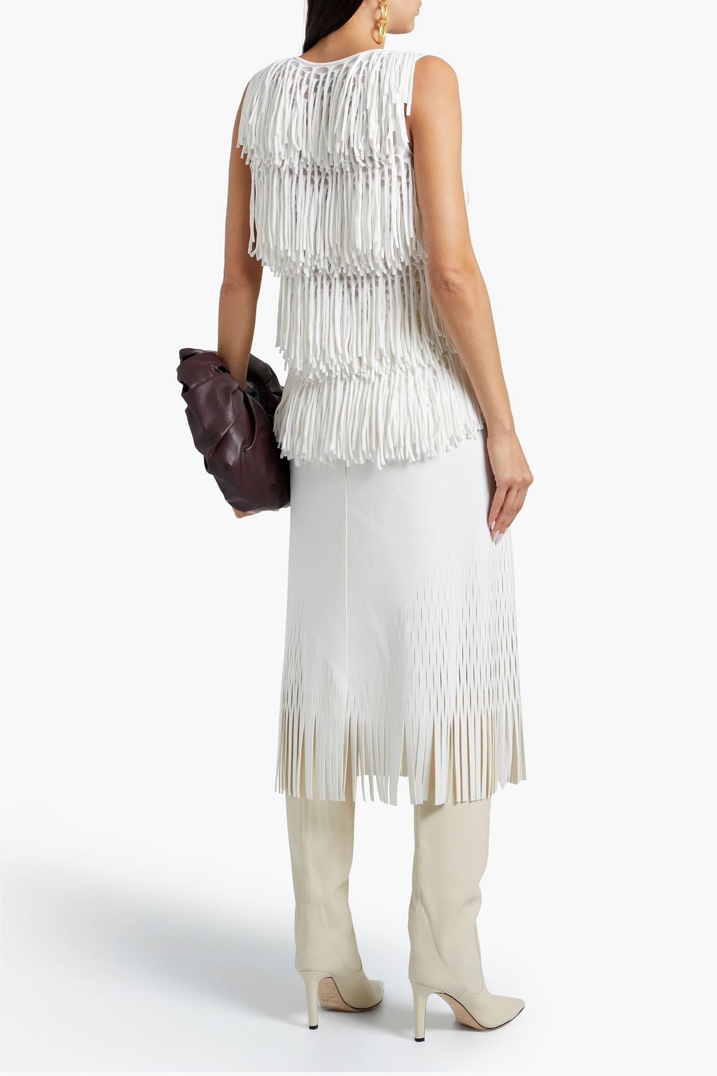 BOTTEGA VENETA Fringed cotton and silk-blend top