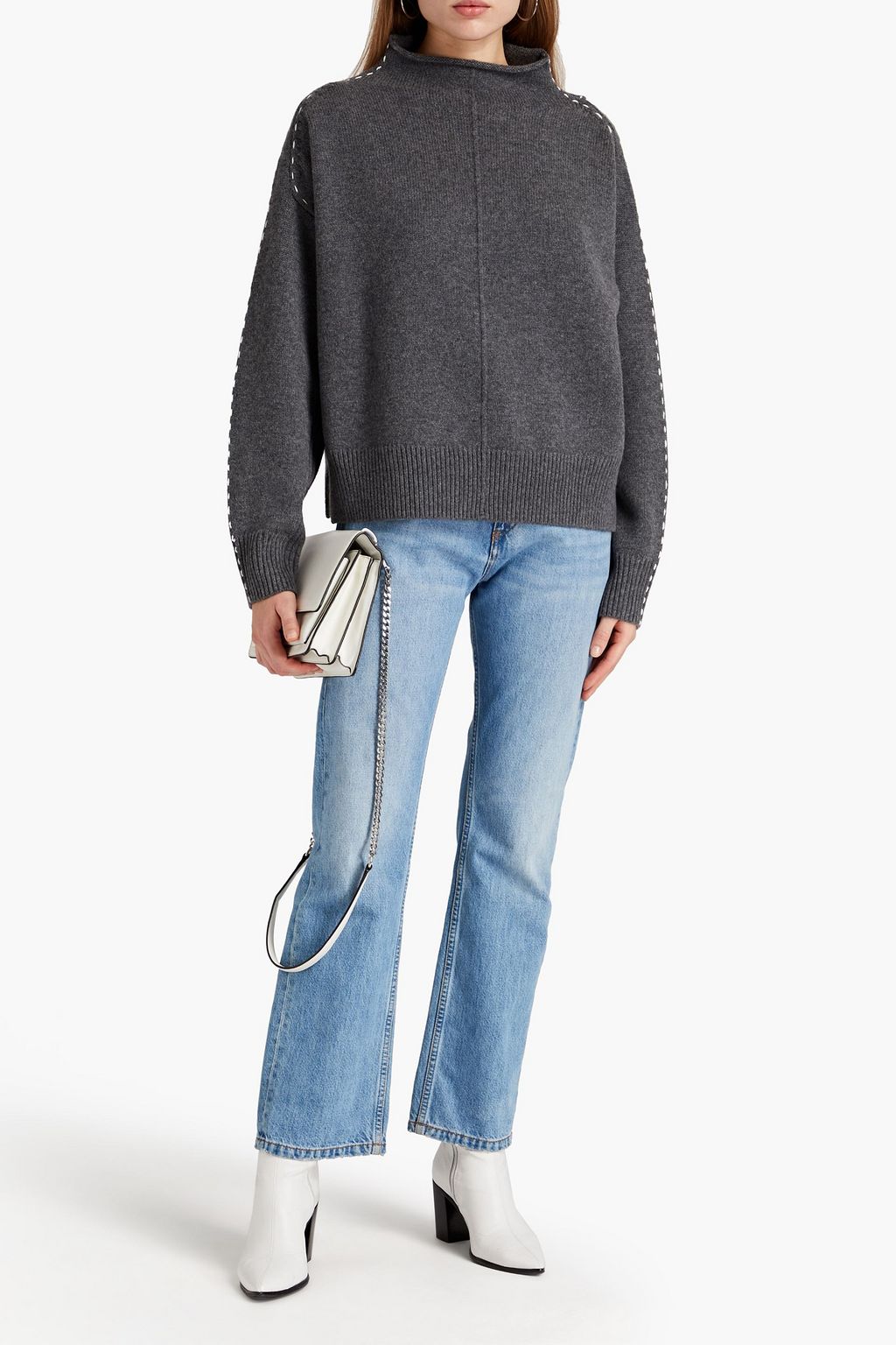 HELMUT LANG Mélange wool and cashmere-blend turtleneck sweater