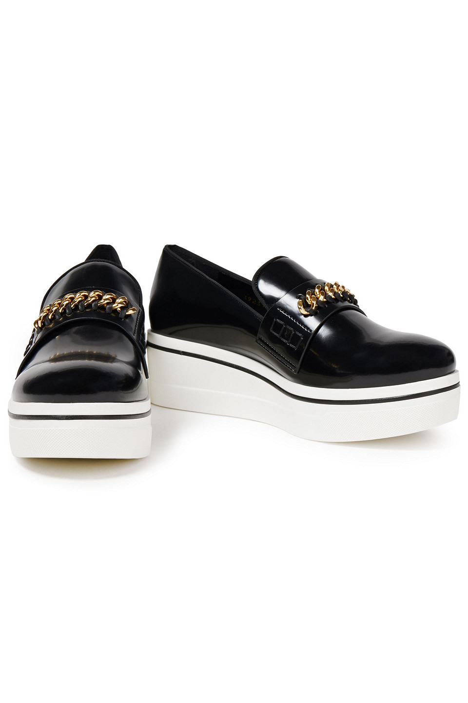 Stella Mccartney Binx Chain-trimmed Faux Leather Platform Trainers In Black