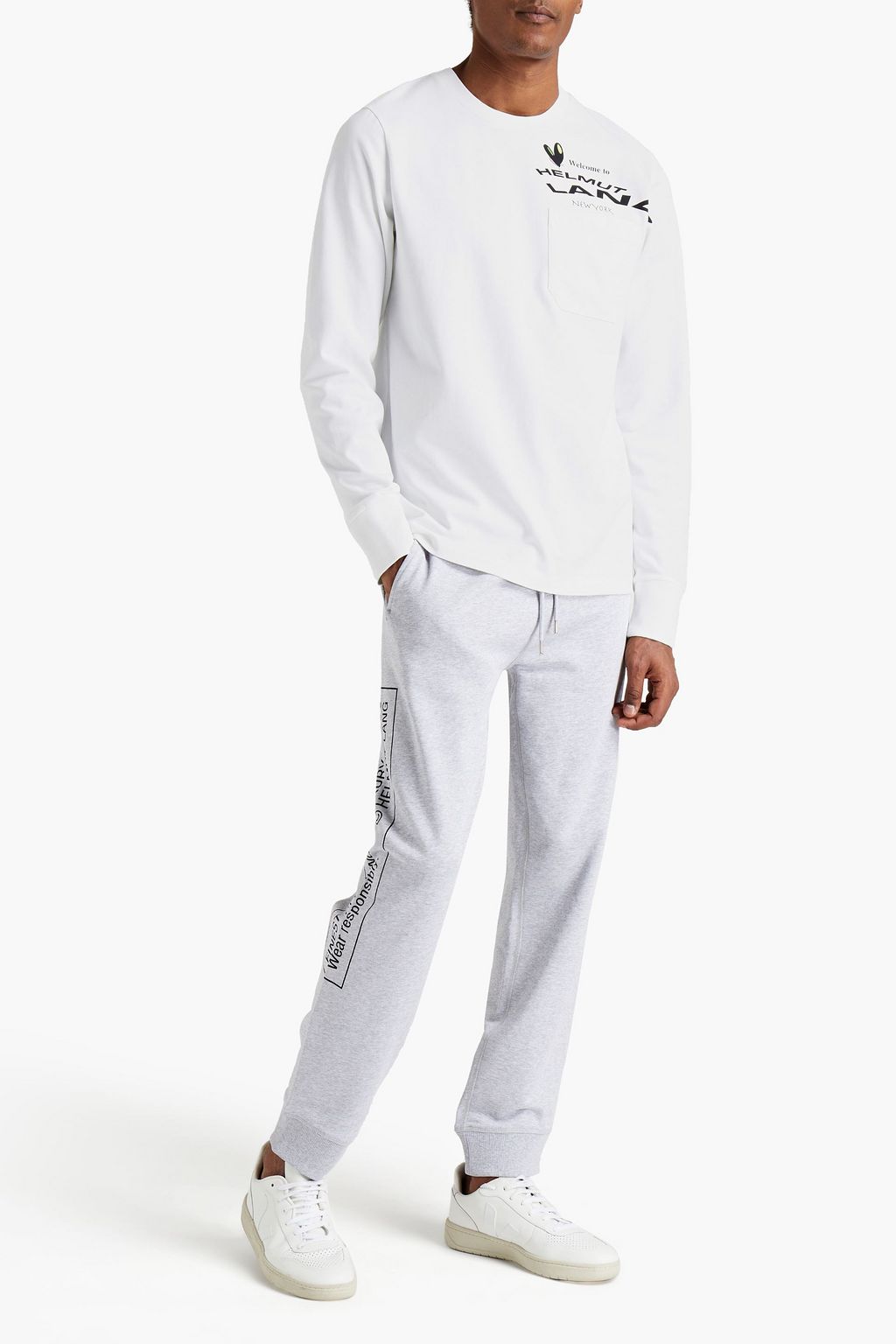White Printed cotton-jersey T-shirt 