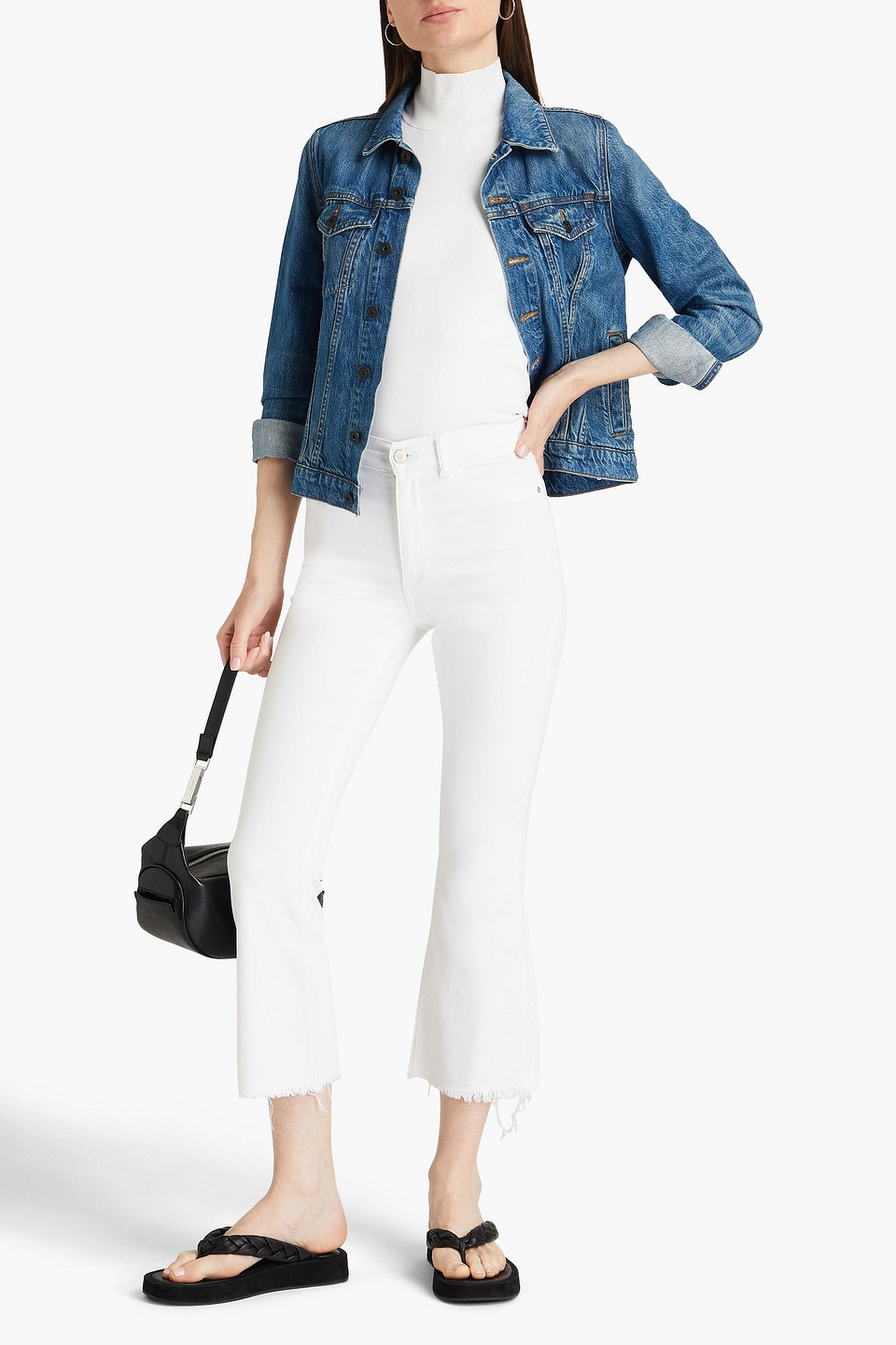 Dl1961 Bridget Cropped High-rise Bootcut Jeans In White