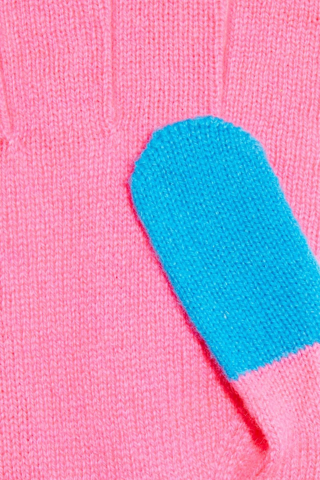 CHINTI & PARKER Pompom-embellished color-block wool and cashmere-blend gloves