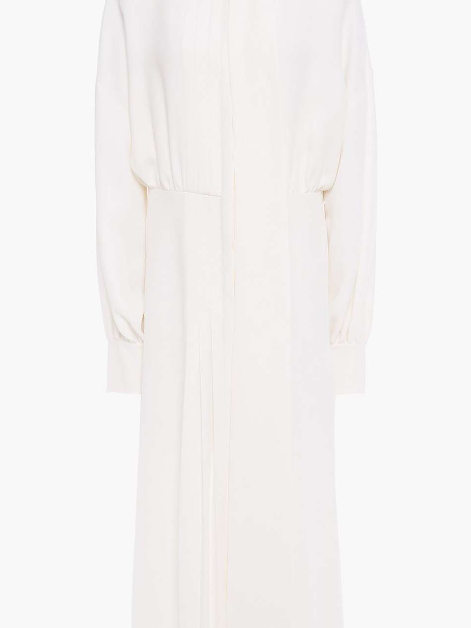 tie-neck pleated silk-crepe midi dress