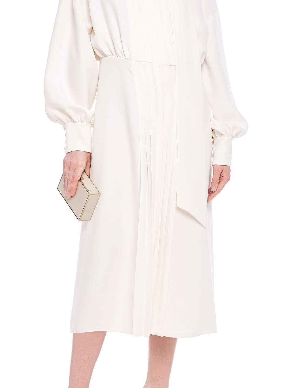tie-neck pleated silk-crepe midi dress